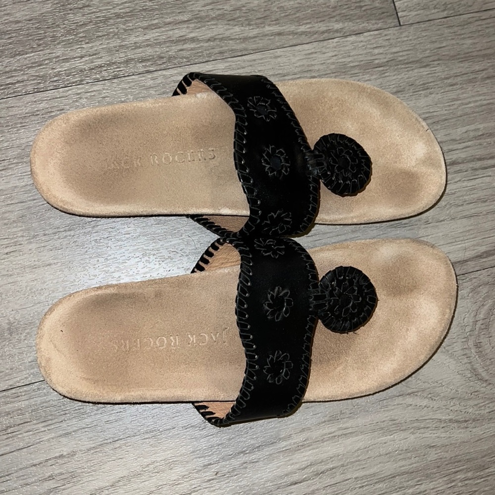 Jack Roger, black sandals size 8M